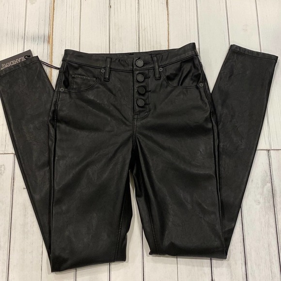 BlankNYC Faux Leather Exposed Button Fly Pants NEW - Picture 3 of 16